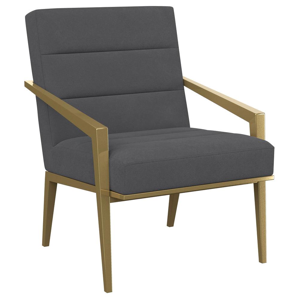 English Elm Merriman Upholstered Metal Arm Accent Chair with Gold Frame, Sculpted Sloping Arms and Luxe Comfort (96) DARK GREY B062P299927