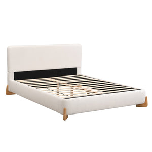 English Elm Christopher Knight Home® - Elegant Boucle Upholstered Bed - Luxurious Full-Size Centerpiece In Soft White For Any Décor Style N769P227988F