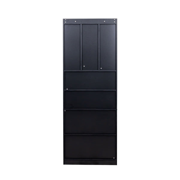English Elm L-Shaped Corner Computer Desk with Hutch & Drawers, Space-Saving 2-in-1 Design and Ample Storage Black W331S00170