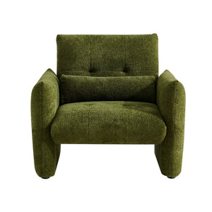 English Elm Ergonomic Tufted Velvet Accent Chair Solid Wood Frame with Lumbar Support Compact Seating Green W1765P366980