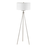 INK+IVY Pacific Tripod Industrial Metal Tripod Floor Lamp with Glass Shade II154-0091 Silver