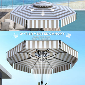 English Elm Outsunny 8.6 Ft Vented Patio Market Umbrella with Crank Tilt and Upf 30 Protection W2225P485589