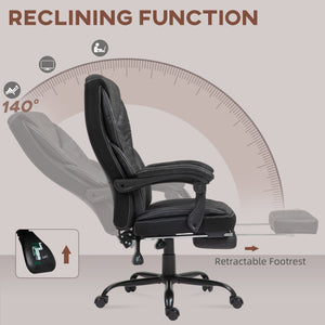 English Elm Homcom Ergonomic Executive Office Chair With Footrest, Big & Tall Design, Adjustable Recliner, Black W2225P250021