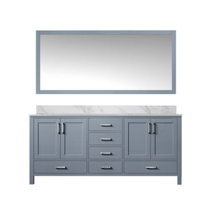English Elm Dark Grey Double Bath Vanity With Carrara Marble Top & Mirror - Stylish Storage For Your Bathroom Upgrade B2731S00697