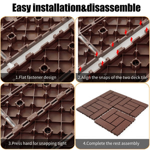 English Elm 12-inch Interlocking Pp Deck Tiles Snap Together for Patio Balcony or Courtyard 44 Sq Ft W3022P251853