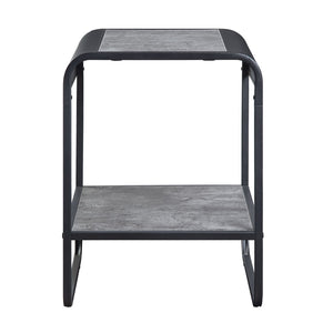 English Elm Raziela Modern Concrete Gray & Black End Table With Storage - Stylish, Durable & Easy Assembly B2726P244954-GIGA
