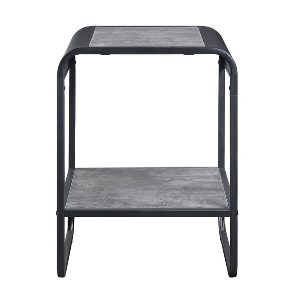 English Elm Raziela Modern Concrete Gray & Black End Table With Storage - Stylish, Durable & Easy Assembly B2726P244954-GIGA