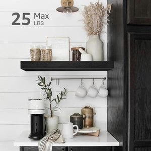 English Elm Bathroom Floating Shelves Matte Steel Set of 2 Farmhouse Wall Mounted Storage Black W2181P474865