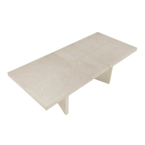 English Elm Beautiful Antique White Oak Veneer Extendable Dining Set with Upholstered Chairs B011S02261