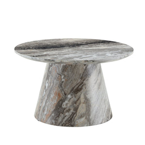 English Elm Grey Wood Grain Round Coffee Table Low Profile Mdf Living Room Accent Piece W2920P404129