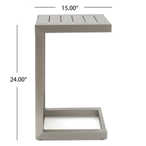 English Elm Christopher Knight Home® - CAPE C-shaped Aluminum Outdoor Side Table for Patio & Poolside — Lightweight, Weather-Resistant Design Silver 59990.00