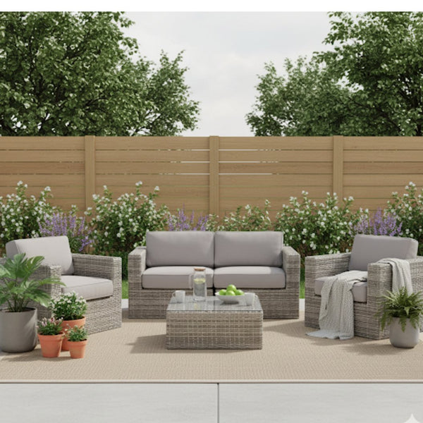 English Elm 4-Person Outdoor Rattan Wicker Seating Set - Fully Assembled, Weather-Resistant With Plush Cushions B120S00273