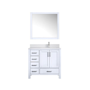 English Elm White Bath Vanity Set With Quartz Top, Stainless Steel Faucet & Framed Mirror For Modern Bathrooms B2731S01259-GIGA