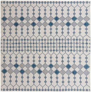 Unique Loom Outdoor Trellis Traliccio Machine Made Trellis Rug Ivory, Navy Blue 10' 0" x 10' 0"