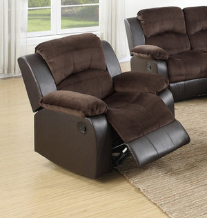 English Elm Motion Recliner Chair with Bonded Leather Upholstery, Solid Wood Frame, Smooth Metal Recline Mechanism Chocolate 37 L x 32 W x 26 H B011P205232