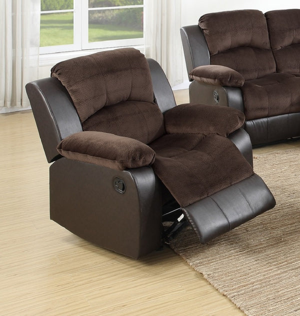 English Elm Motion Recliner Chair with Bonded Leather Upholstery, Solid Wood Frame, Smooth Metal Recline Mechanism Chocolate 37 L x 32 W x 26 H B011P205232