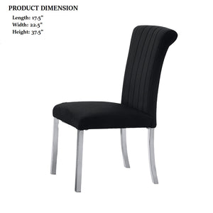 English Elm 2p Channel Tufted Side Chair with Sleek Contemporary Profile, Minimalist Upholstered Seat for Dining Black,Silver 26 L x 19 W x 17 H B2741P404868