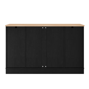 English Elm Trexm Multifunctional Sideboard with Pull Out Bottle Rack Adjustable Shelves Kitchen Storage Black XW000026AAB