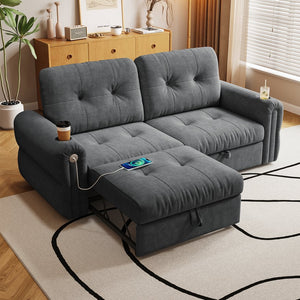 English Elm It Chenille Convertible Loveseat Sleeper with Steel Frame for Compact Living Spaces W3820S00034