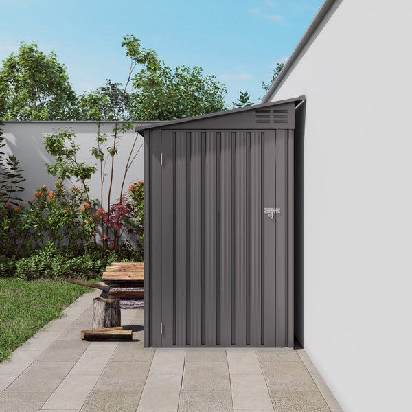 English Elm 4x9 Ft Galvanized Steel Lean-to Outdoor Storage Shed with Vented Sloped Roof and Windows W3213P417563