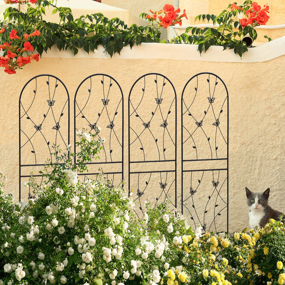 English Elm 4 Pack Powder-coated Metal Garden Trellis Panels Rustproof Climbing Plant Support Outdoor W1586P268059