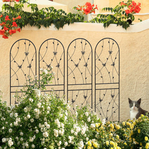 English Elm 4 Pack Powder-coated Metal Garden Trellis Panels Rustproof Climbing Plant Support Outdoor W1586P268059