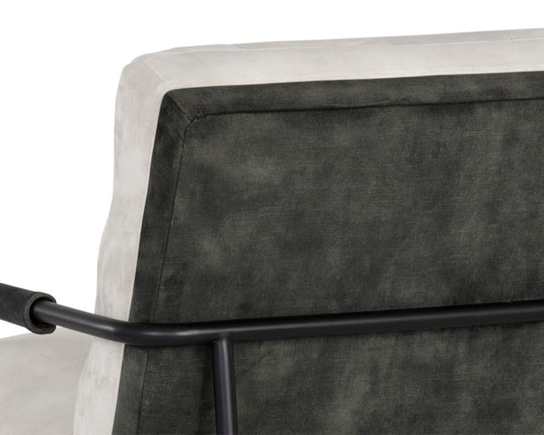 Sunpan TRISTEN Lounge Chair - Mid-Century Modern Design with Two-Tone Upholstery in Nono Cream & Dark Green 107777