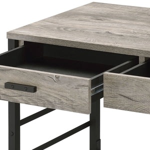 English Elm Light Weathered Oak Modern Writing Desk with 2 Drawers, USB Ports & Plug, Ladder Metal Base Stability B062P184545