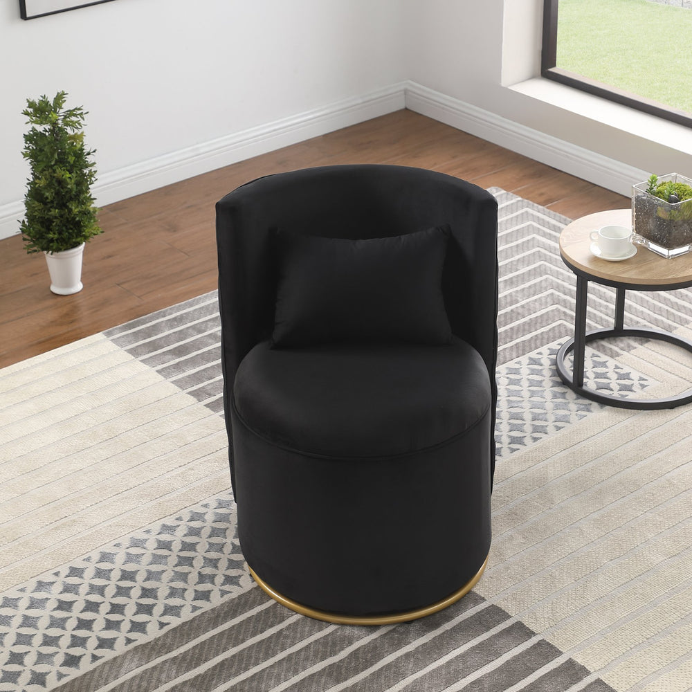 English Elm 360° Swivel Accent Chair with Hidden Storage Velvet Curved Seat and Gold Metal Base for Room Comfort Black W1420P143734