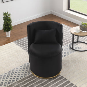English Elm 360° Swivel Accent Chair with Hidden Storage Velvet Curved Seat and Gold Metal Base for Room Comfort Black W1420P143734