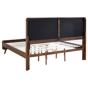 English Elm Carson Dark Walnut Eastern King Platform Bed - Mid-Century Modern Design With Plush Tufted Headboard B062S00693