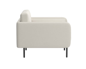 Sunpan Luella Armchair - Classic Mid-Century Design with Generously Cushioned Seating and Black Metal Legs Mina Ivory