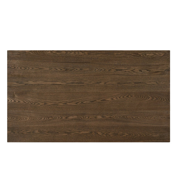 English Elm Christopher Knight Home® - 63" Double V Dining Table with Solid Wood Base, Farmhouse Rustic Grain, Seats 6, Durable Dovetail Craftsmanship Walnut N771P330587T