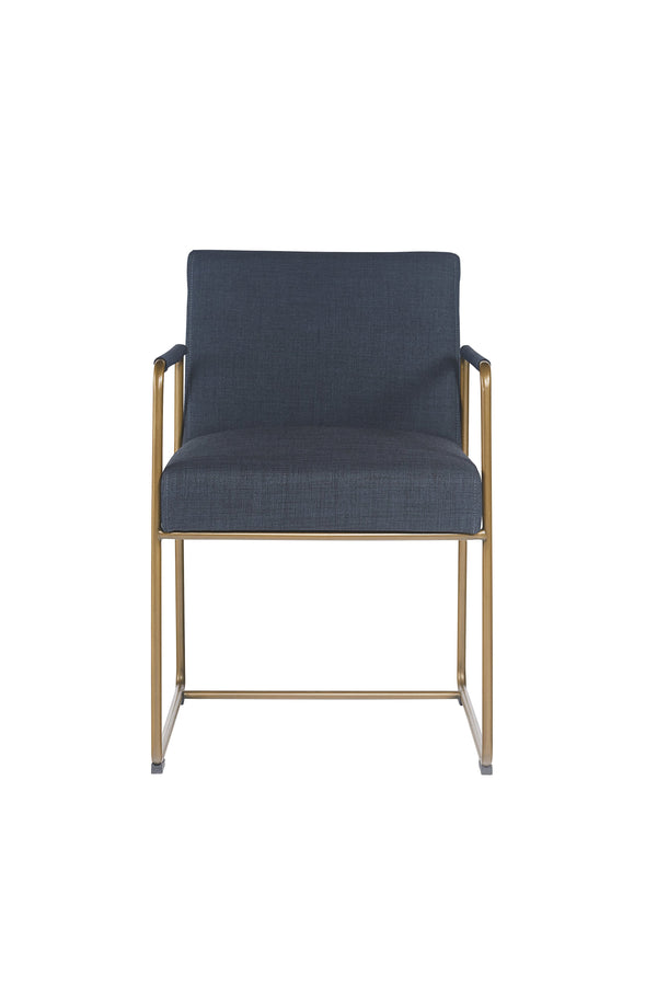 Sunpan Balford Dining Armchair - Elegant Mid-Century Design with Comfortable Seat and Antique Brass Frame Arena Navy