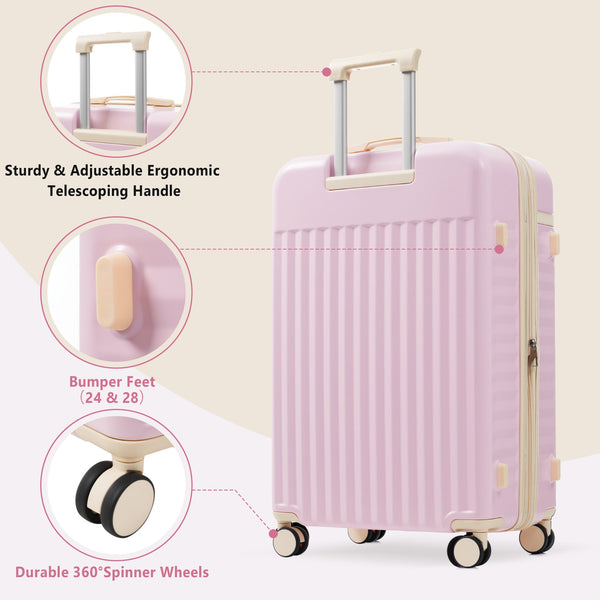 English Elm Luggage Set 5 Piece Abs Hardside Expandable Spinner Wheels Tsa Lock Travel Bags Pink N732P326115U