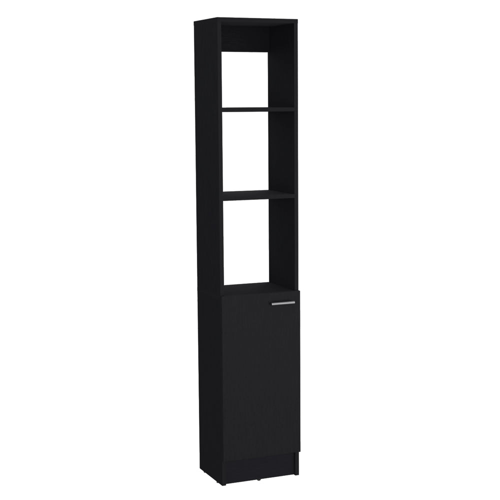 English Elm Parks Linen Bathroom Storage Cabinet Tall 70.8" High Black Engineered Wood with 6 Shelves, Adjustable B200P188843