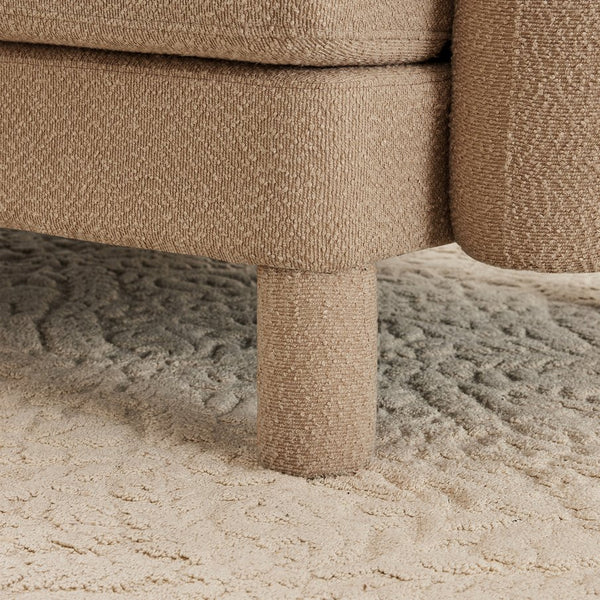 English Elm Boucle 4-Seater Sofa With Shell Armrests & Cylindrical Legs, Coffee Color - Plush Comfort & Style W3041S00287