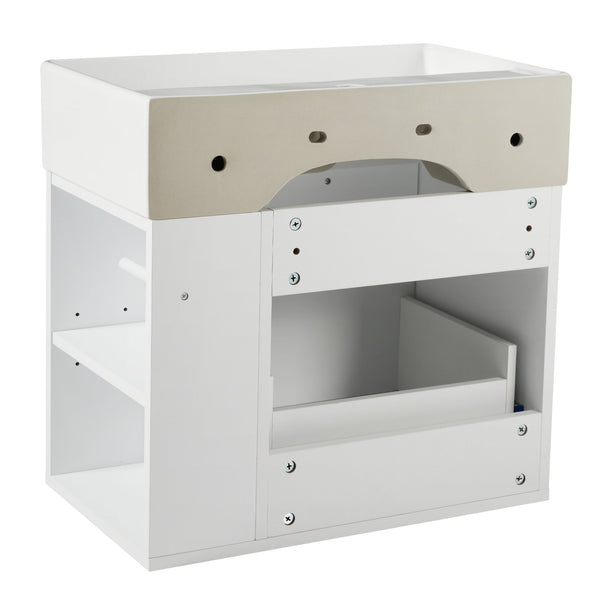 English Elm Christopher Knight Home® - 21.8" Wall-Mounted Bathroom Vanity with Ceramic Sink, Soft-Close Drawer, Adjustable Shelves & Tissue Holder White N759P292550K