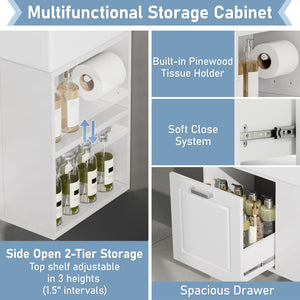 English Elm Christopher Knight Home® - 21.8" Wall-Mounted Bathroom Vanity with Ceramic Sink, Soft-Close Drawer, Adjustable Shelves & Tissue Holder White N759P292550K