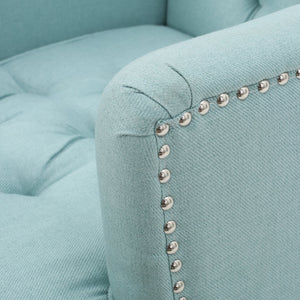 English Elm Christopher Knight Home® - HARRISON Tufted Club Chair with Diamond-Stitched Back, Nailhead Trim and Turned Birch Legs for Comfort and Style Light Blue 53444.00FLBL