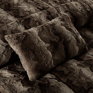 English Elm King Ultra Plush Faux Fur Comforter Set with Hypoallergenic Fill, Reversible Faux Mink, OEKO-TEX Certified Luxury Dark Brown 23.62 L x 14.17 W x 14.17 H B03596924