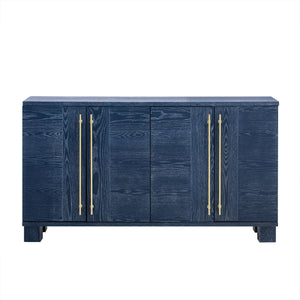 English Elm Trexm Ash Veneer Buffet with Gold Handles and Adjustable Shelves for Dining Spaces Antique Navy N715P392244M