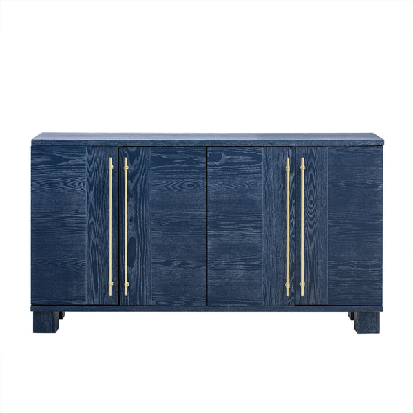 English Elm Trexm Ash Veneer Buffet with Gold Handles and Adjustable Shelves for Dining Spaces Antique Navy N715P392244M