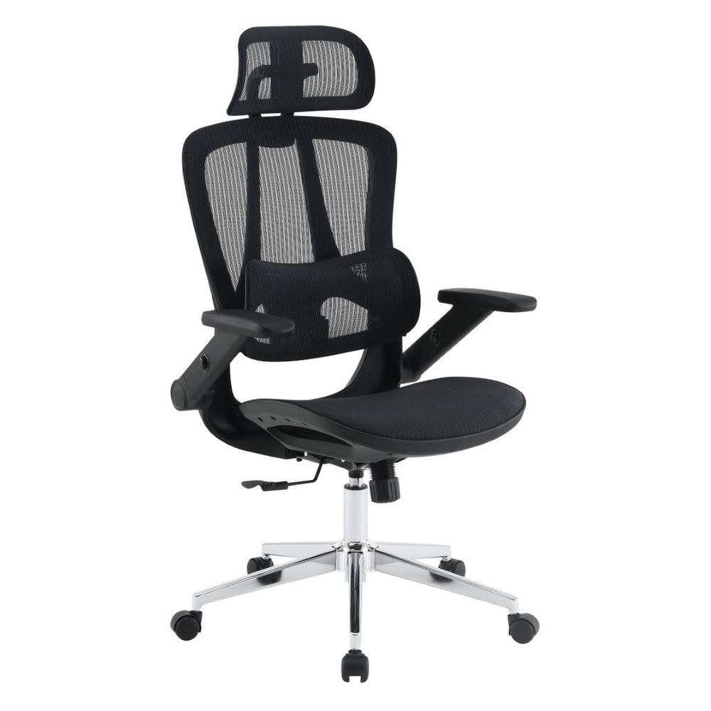 OSP Home Furnishings Matrix Ergonomic Mesh Executive Chair with 4d Arms Lumbar Support and Chrome Base EMH6950CHR-3