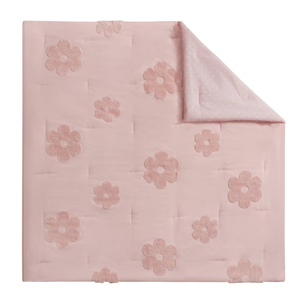 English Elm 4-piece Reversible Tufted Chenille Floral Comforter Set with Decorative Flower Pillow B035P408214