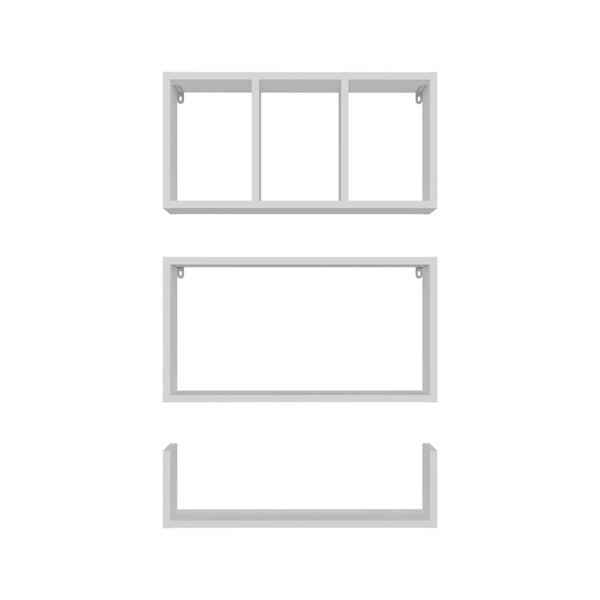 English Elm White Modern Wall-Mounted Bookcase Set of 3 Floating Shelves – Sleek Vertical Storage, Durable Melamine Finish B062P389893