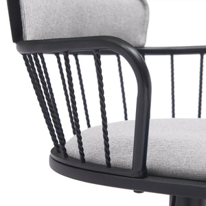 English Elm Nash Swivel Adjustable Barstool Padded Gray Seat Black Wood Metal Kitchen Island B2736P464842