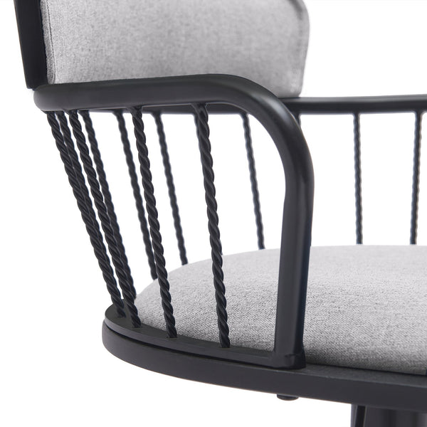 English Elm Nash Swivel Adjustable Barstool Padded Gray Seat Black Wood Metal Kitchen Island B2736P464842