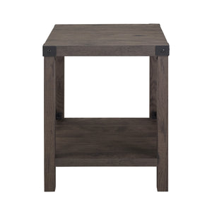 English Elm Walker Edison - Farmhouse Metal-X Accent Table With Lower Shelf - Sable Grey