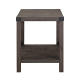 Walker Edison Metal-X Accent Table - Sable Grey, Industrial Design, Rustic Appeal, Storage Shelf